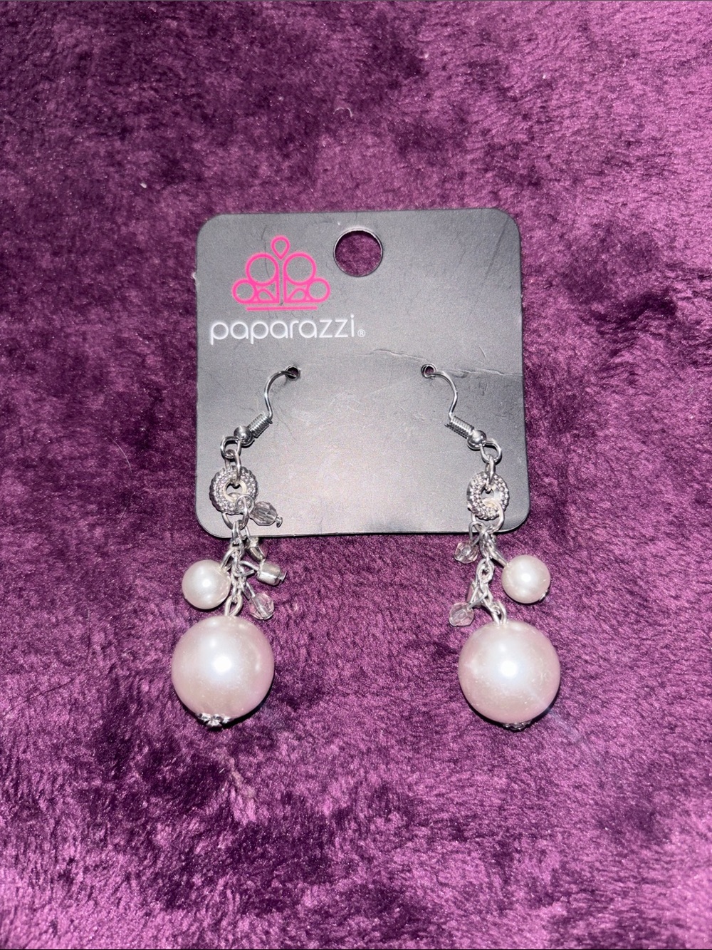 paparazzi Silver-Tone Light grey Pearl Dangle Earrings